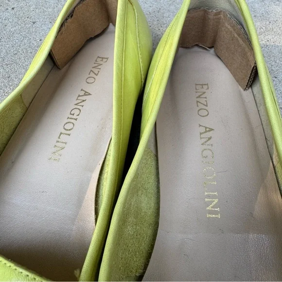 Vintage Enzo Angiolini liberty Lime Green Loafers flat leather size 9 - Picture 4 of 10